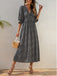 Robe Longue Vintage à Col V Années 40 Léopard Pin Up
