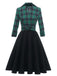Robe Trapèze Verte Patchwork Carreaux Années 1950