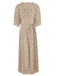 Robe Longue Vintage à Col V Années 40 Léopard Pin Up