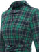 Robe Trapèze Verte Patchwork Carreaux Années 1950
