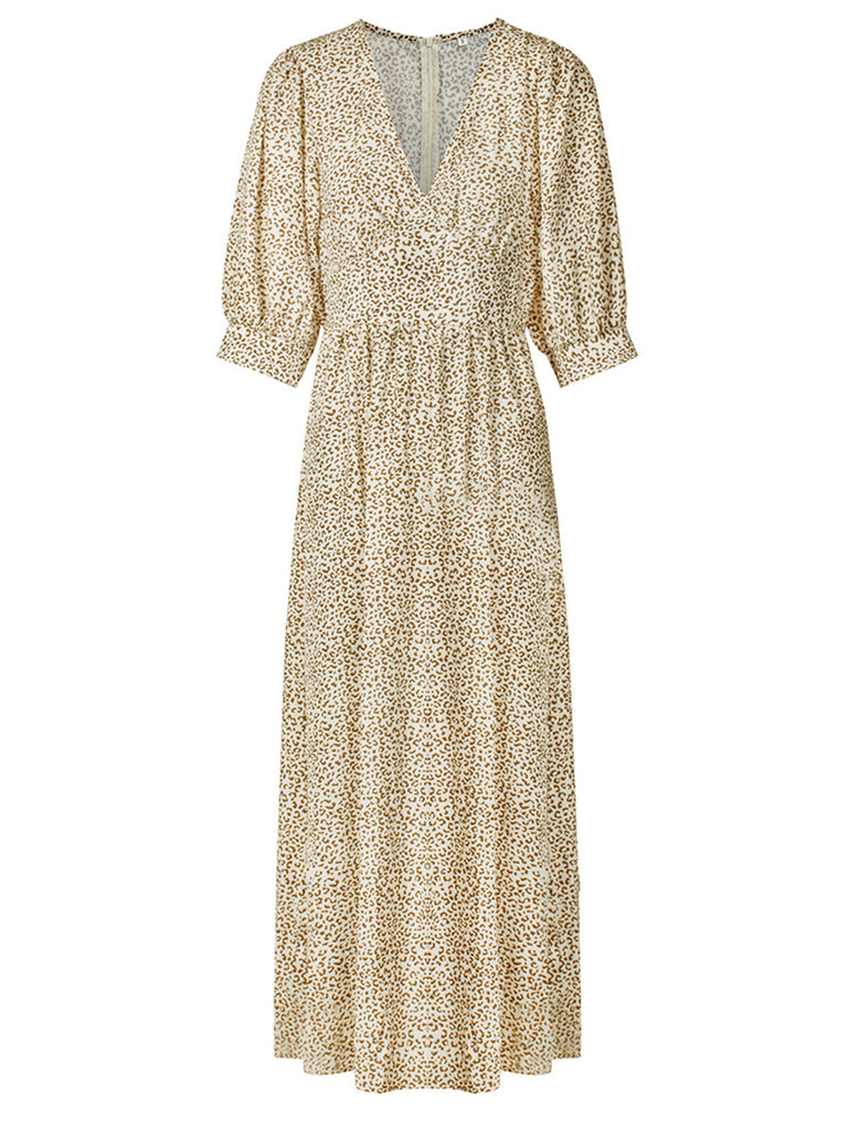 Robe Longue Vintage Années 40 Léopard  Pin Up