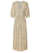 Robe Longue Vintage à Col V Années 40 Léopard Pin Up