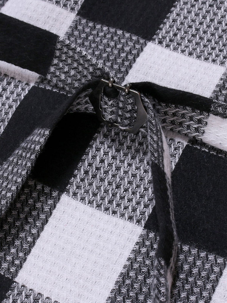 Gilet de Costume à Carreaux Top Vintage Unisexe Avec Buttons Noir et Blanc