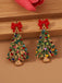 Boucles d'oreilles en strass en alliage d'arbre de Noël coloré