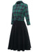 Robe Trapèze Verte Patchwork Carreaux Années 1950