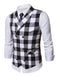 Gilet de Costume à Carreaux Top Vintage Unisexe Avec Buttons Noir et Blanc
