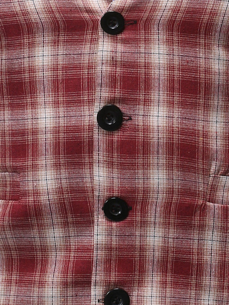 Gilet de Costume à Carreaux Top Vintage Unisexe Avec Buttons