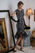 Robe Charleston Vintage Années 20 Gatsby Frangée à Perles et Sequins Argenté