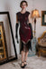Robe Charleston Vintage Année 20 Gatsby Frangée à Perles et Sequins Bordeaux