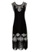 Robe Charleston Vintage Années 20 Gatsby à Frange Paillettes Noire Soirée
