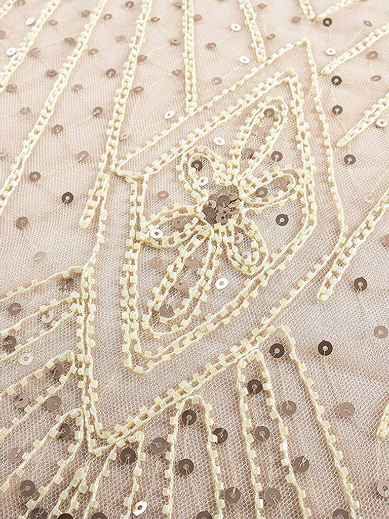 Robes Année 20 Maxi Paillettes Abricotes