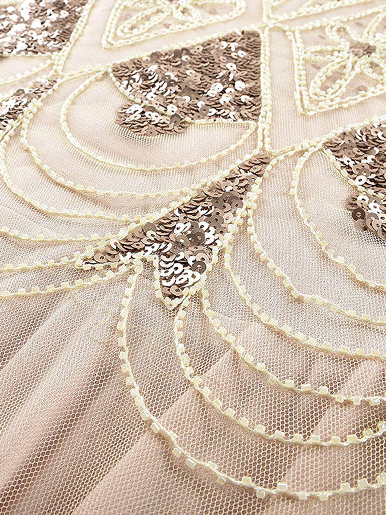 Robes Année 20 Maxi Paillettes Abricotes