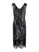 Robe Charleston Vintage Année 20 Gatsby À Paillettes Noire Soirée Chic
