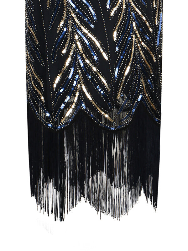 Robe Charleston Vintage Année 20 Gatsby À Paillettes Noire Soirée Chic