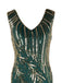 Robe Charleston Vintag Année 20 à Frange Gatsby À Paillettes Verte Chic