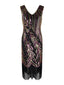 [Produits en Liquidation] Robe Charleston Vintage Année 20 à Frange Gatsby À Paillettes Noire Chic