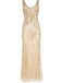 Robe Année 20 Maxi Paillettes Abricot