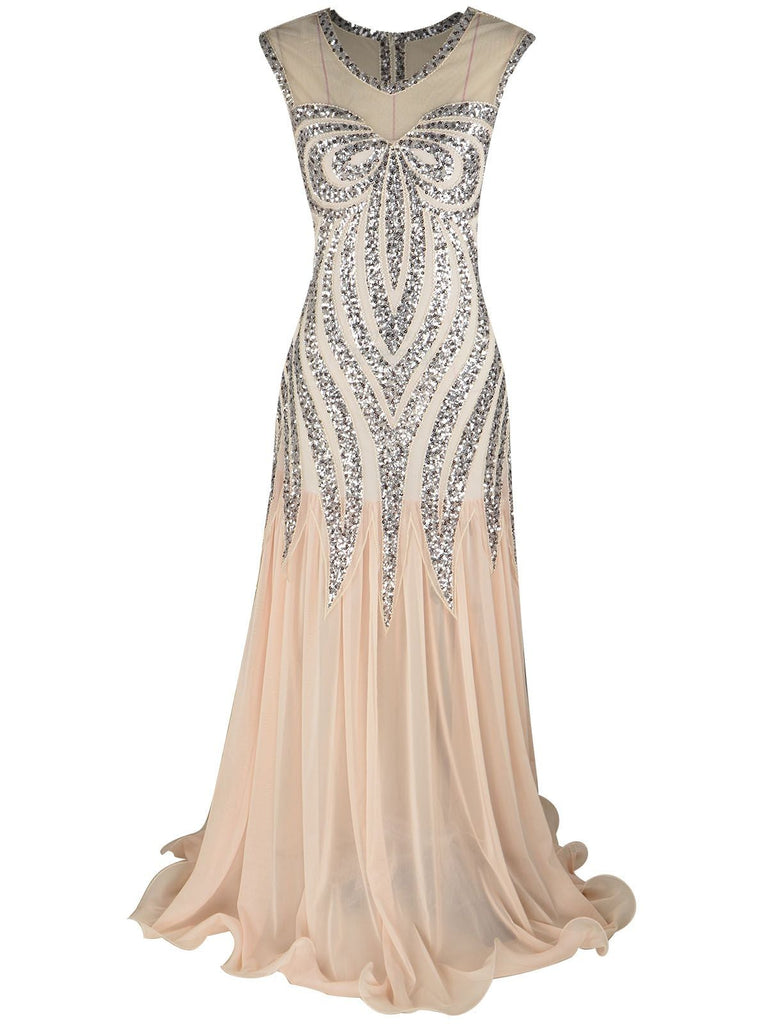 Robe Charleston Vintage Années 20 Gatsby Longue Maxi à Sequins Soirée
