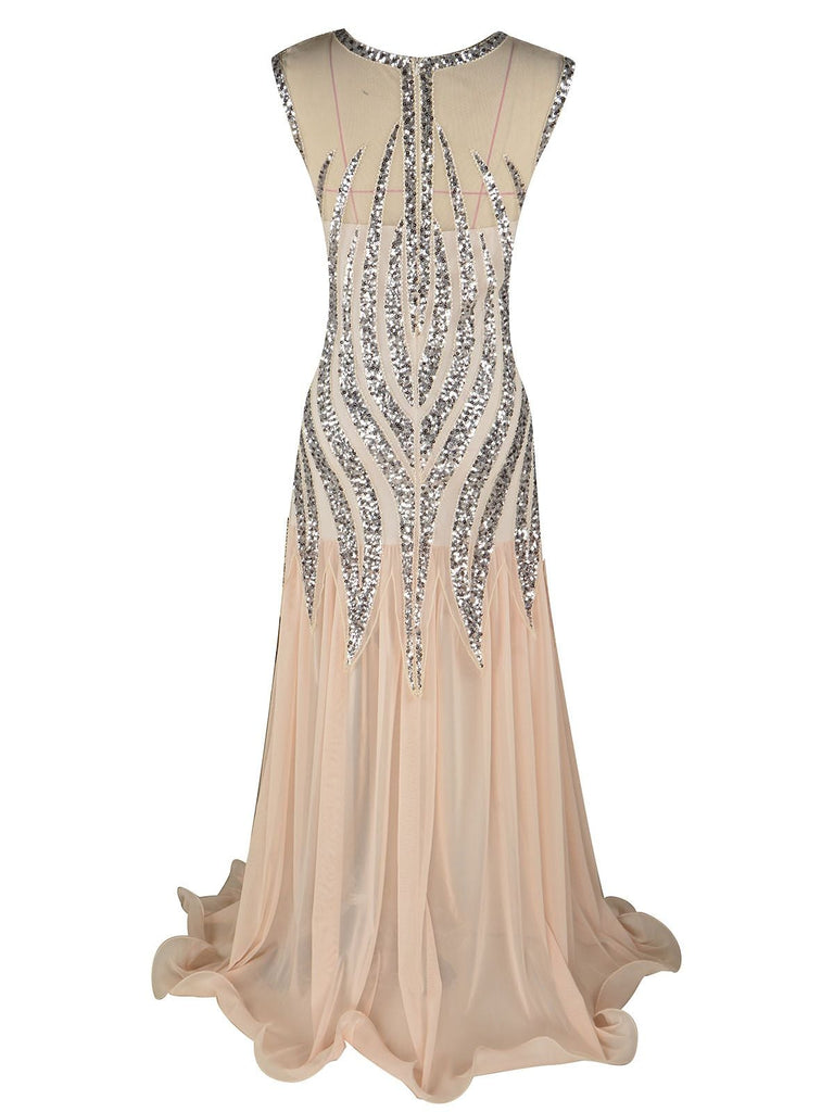 Robe Charleston Vintage Années 20 Gatsby Longue Maxi à Sequins Soirée