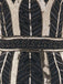 [Produits en Liquidation] Robe Charleston Vintage Années 20 à Frange Gatsby à Paillettes Col en V Noir