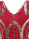 Robe Charleston Vintage Année 20 à Frange Gatsby à Paillettes Col en V Rouge