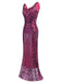 Robe Charleston Rouge Vintage Années 20 à Paillettes Sans Manches Col en V