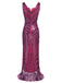 Robe Charleston Rouge Vintage Années 20 à Paillettes Sans Manches Col en V