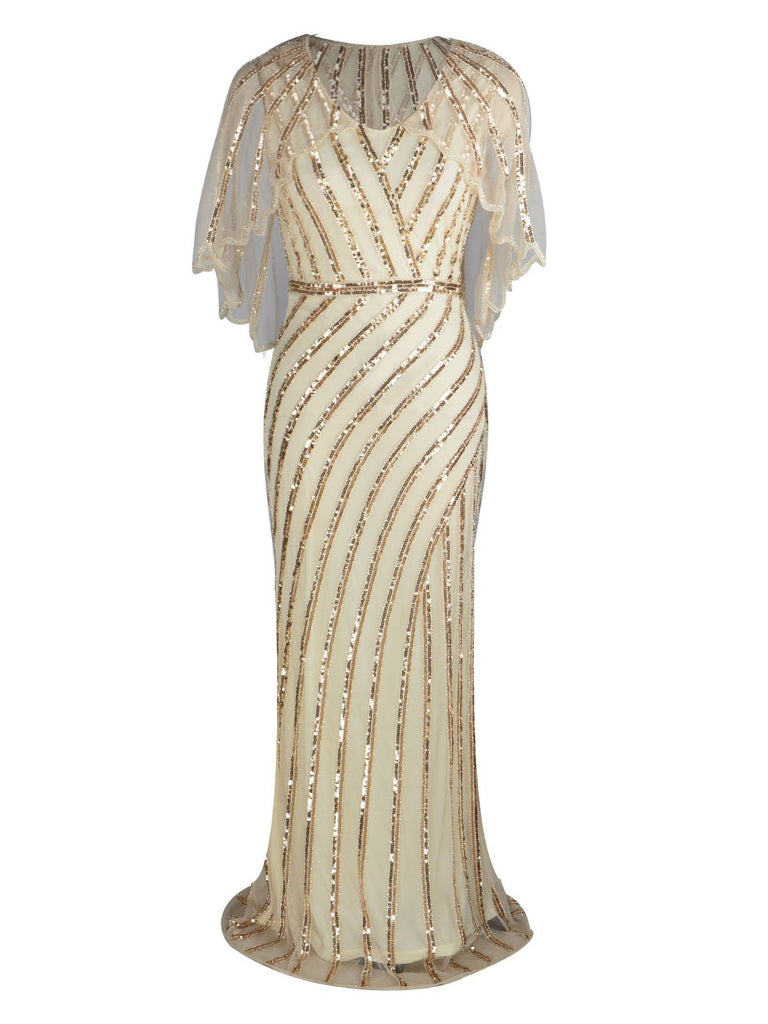 Robe Charleston Longue Vintage Année 20 Gatsby à Sequins avec Manches