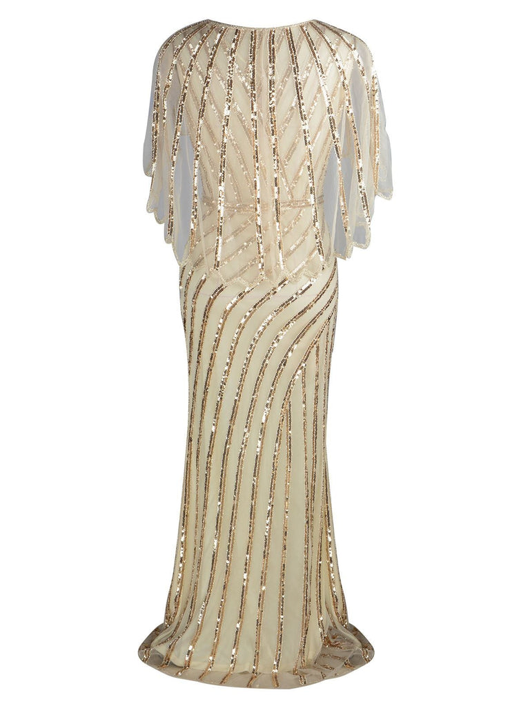 Robe Charleston Longue Vintage Année 20 Gatsby à Sequins avec Manches