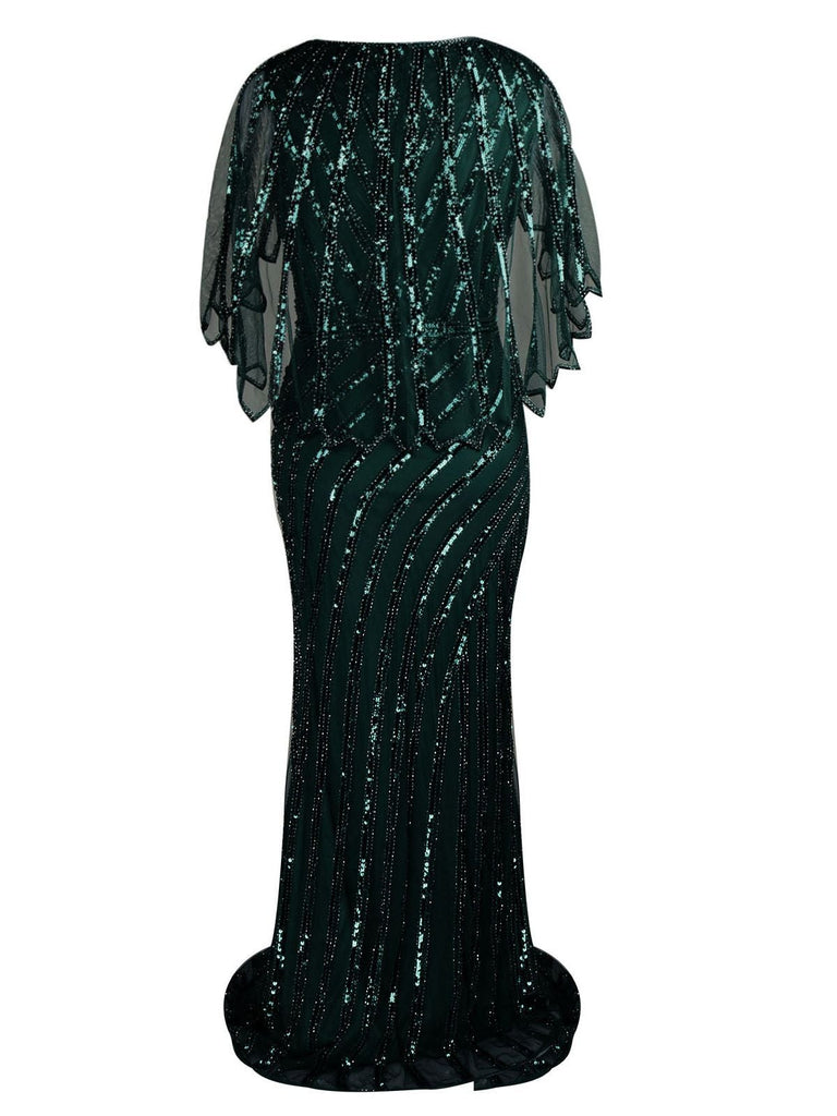 Robe Charleston Longue Vintage Année 20 Gatsby à Sequins avec Manches