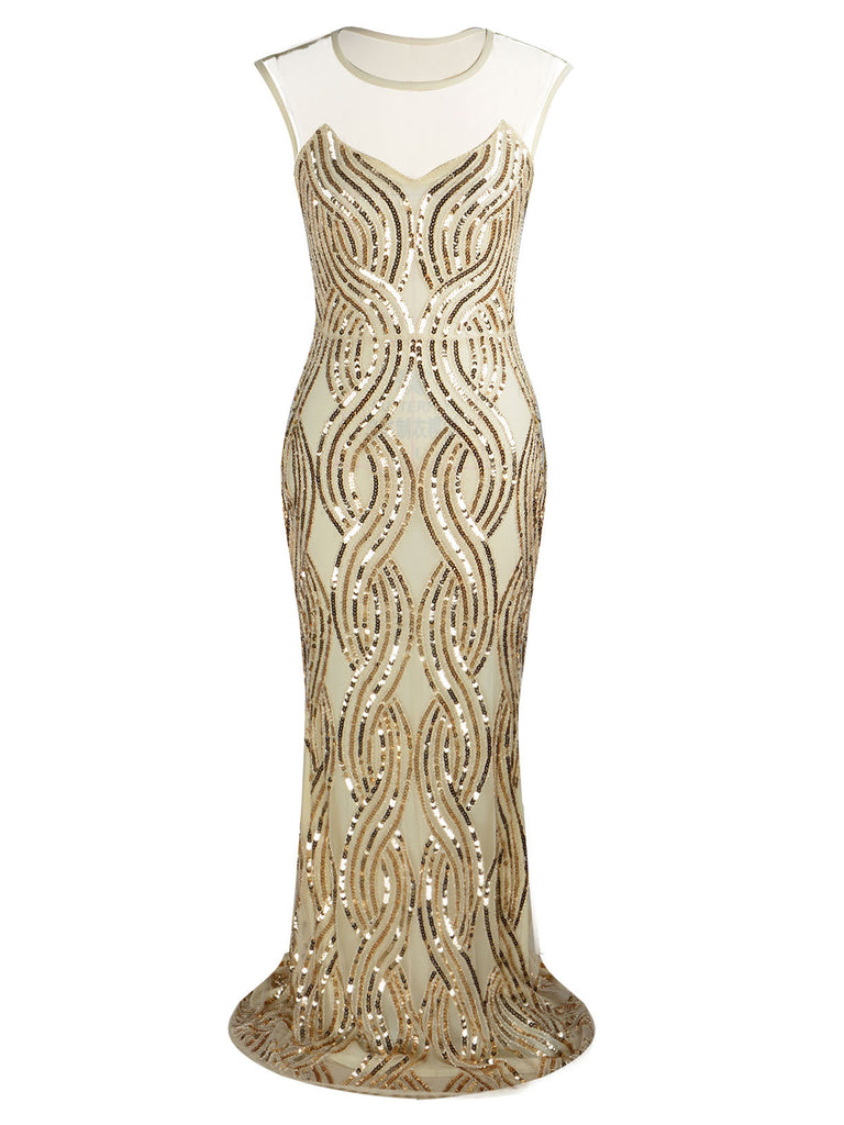 [Produits en Liquidation] Robe Charleston Longue Vintage Année 20 Vintage Paillette Sans Manches