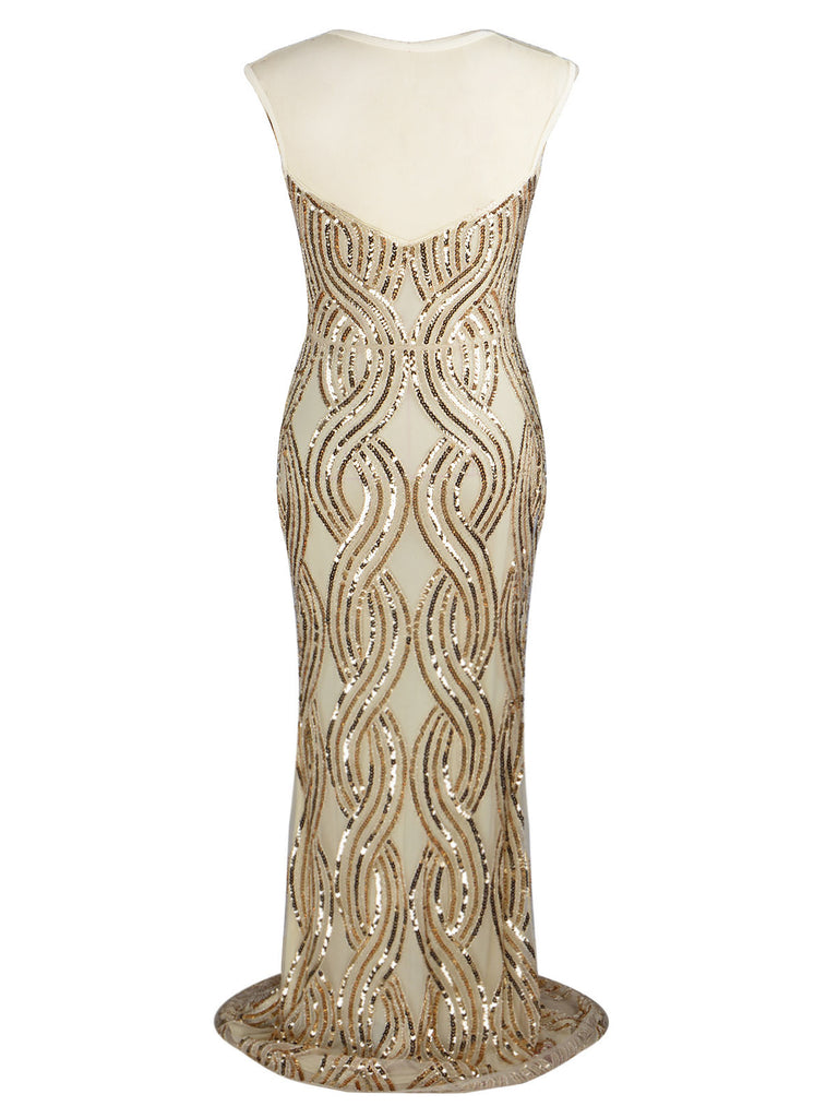 [Produits en Liquidation] Robe Charleston Longue Vintage Année 20 Vintage Paillette Sans Manches