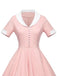 Robe Années 50 À Boutons Rides Rose Manches Courtes
