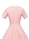 Robe Années 50 À Boutons Rides Rose Manches Courtes