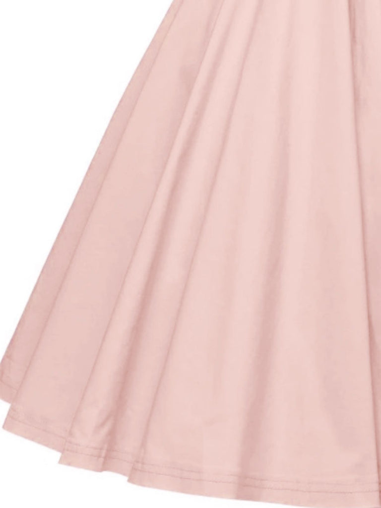 Robe Années 50 À Boutons Rides Rose Manches Courtes