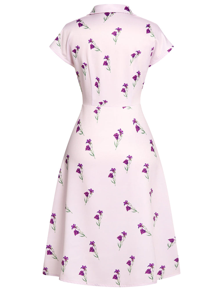 Robe violette des années 1940 à revers Pétunia