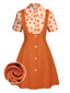 [Prévente] 2PCS Chemise et jupe à fleurs orange années 1960