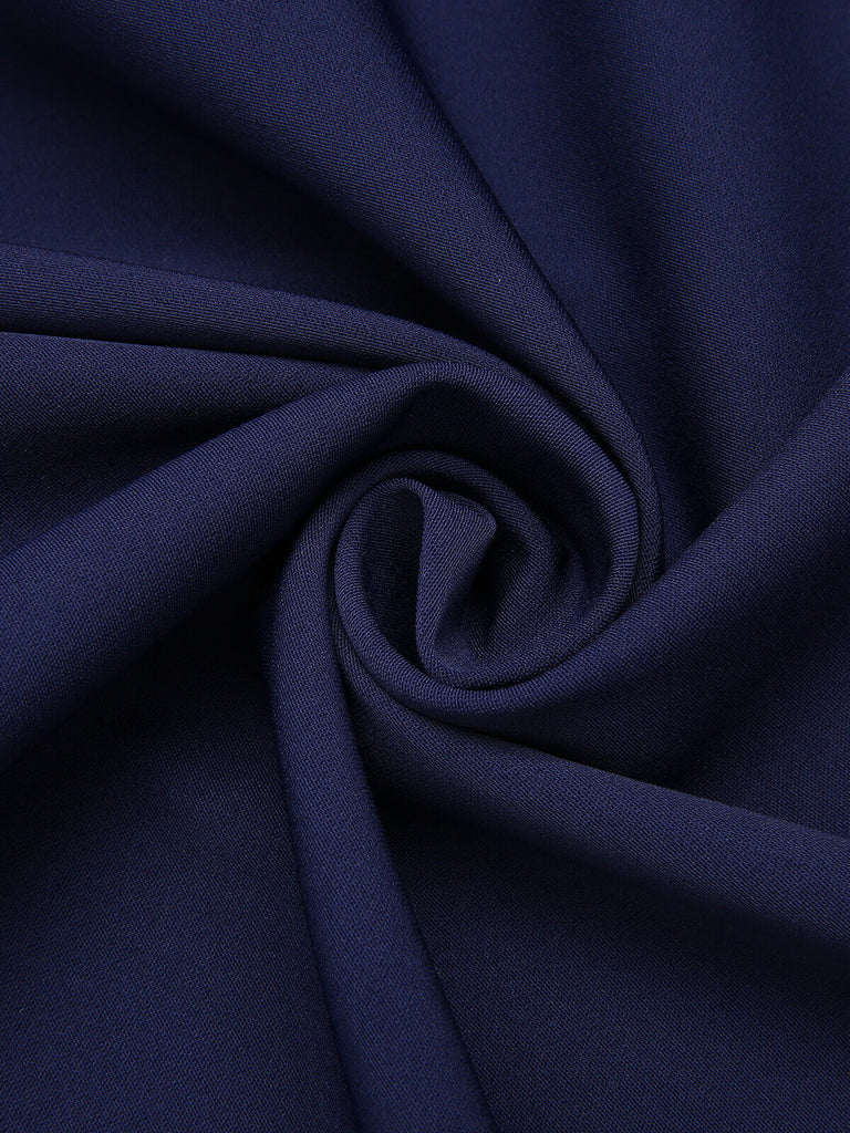 Robe patchwork rayée bleu marine années 1950