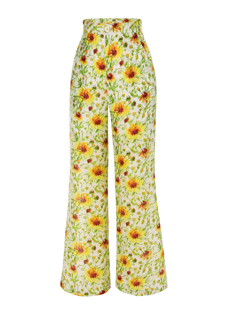 2PCS Haut court et pantalon tournesol des années 1950