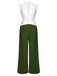 Combinaison à nœud dans le dos patchwork blanc et vert Foncé 1930s