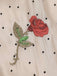 Combishort kaki à col en V brodée de roses années 1950