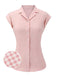 Chemise à carreaux Vichy années 1950 rose à revers