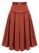 2PCS Chemisier rayé rouge orange des années 1950 et jupe plissée