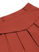 2PCS Chemisier rayé rouge orange des années 1950 et jupe plissée