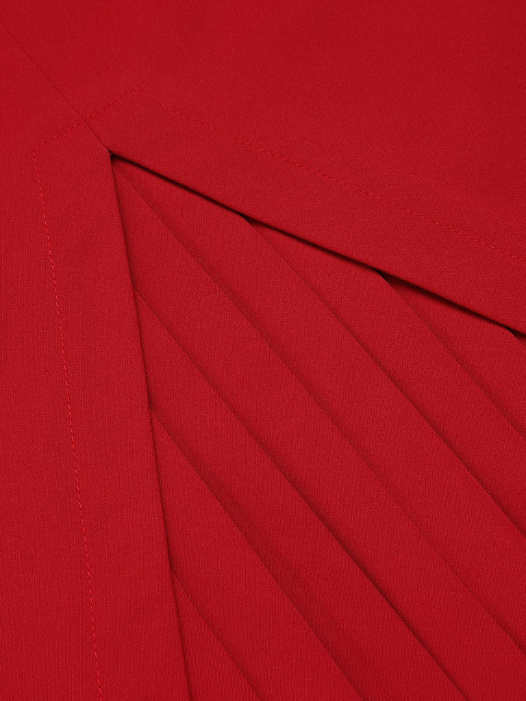 Robe crayon patchwork à rayures rouges années 1950