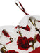 Combishort patchwork à bretelles florales rouge des années 1950