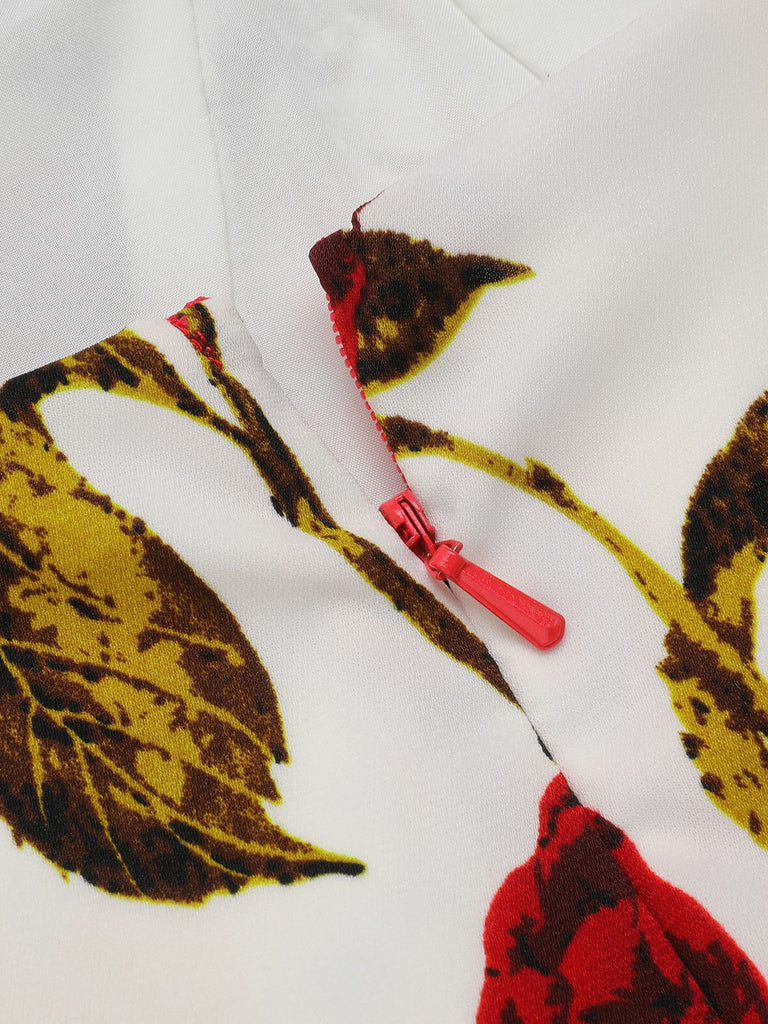Combishort patchwork à bretelles florales rouge des années 1950