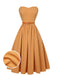 Robe trapèze à bretelles années 1950 jaune abricot