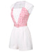 Combishort à carreaux blanc et rose des années 1950 avec ceinture