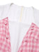 Combishort à carreaux blanc et rose des années 1950 avec ceinture